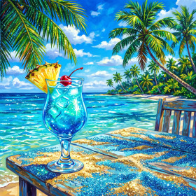 Blaue Lagune am Strandtisch