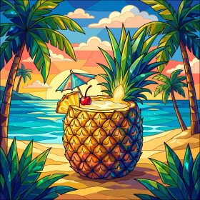 Ananas-Cocktail am Palmenstrand