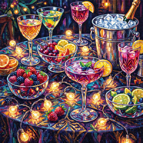 Cocktailtafel met Glazen en Sfeerlicht