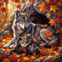 Mother Wolf and Cubs at the Den