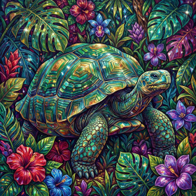 Tortue Géante sous la Canopée Tropicale