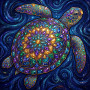 Schildpad met mandalapantser in diepblauw
