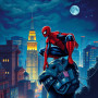 Crouching Hero on Gargoyle at Night