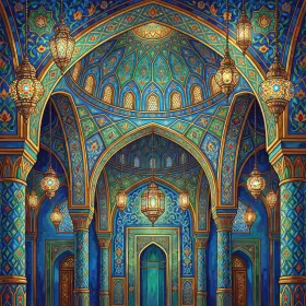 Golden Lanterns Mosque Interior