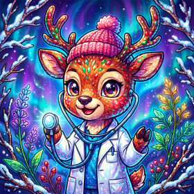 Docteur renne au bonnet rose