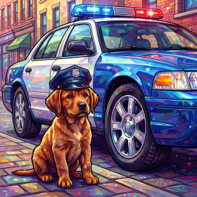 Police Pup Patrol Car Crystal Scene