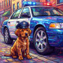 Police Pup Patrol Car Crystal Scene