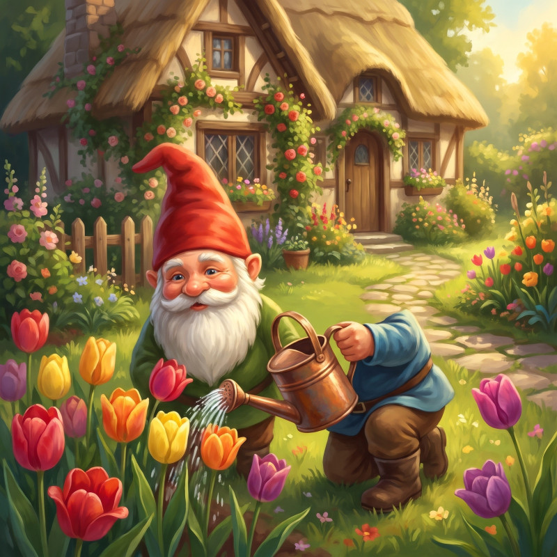 Tulip Garden Gnome with Watering Can