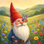 Gnome au papillon dans la prairie