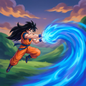 Orange Warrior Blue Energy Wave