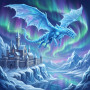 Ice Dragon Over Frozen Castle
