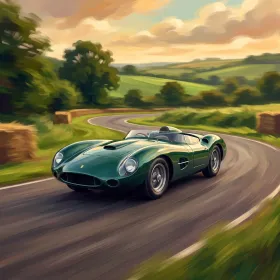 Vintage 1960s Racing Car in Green