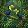 Toucans sur une Branche Tropicale