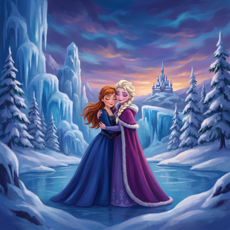 Frozen Princess Sisters Hug