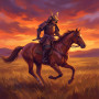 Cavalier samouraï au crépuscule
