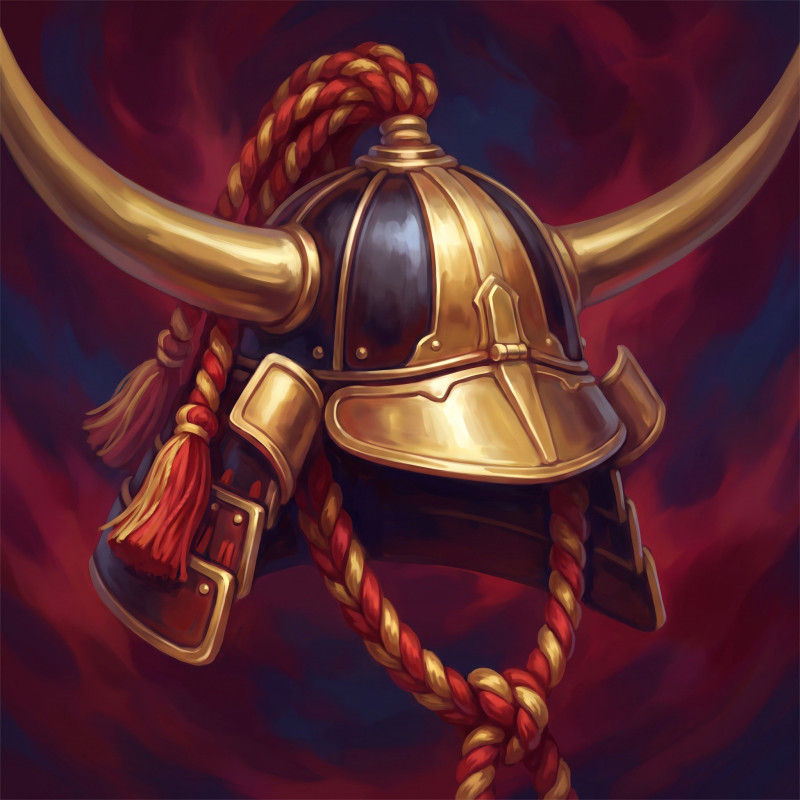 Casque de samouraï aux cornes dorées