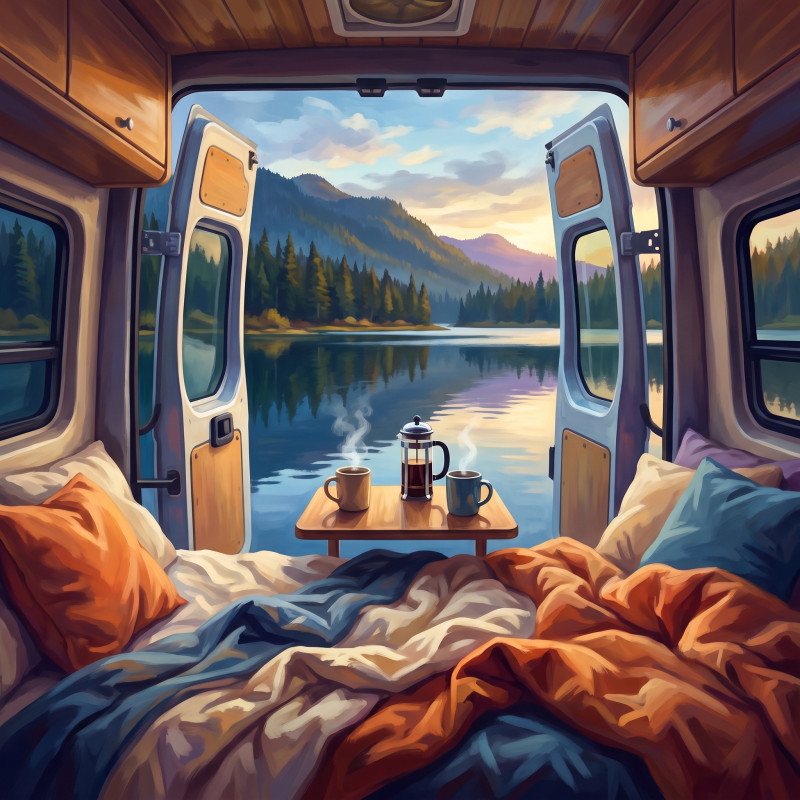 Open-Door Van Life by the Lake