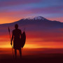 Guerrier maasaï devant le Kilimandjaro