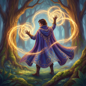 Mystic Cloak Golden Light Circles