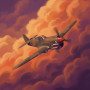 Vintage Propeller Plane in Dramatic Clouds