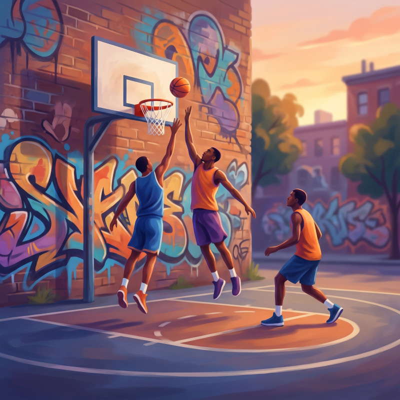 Partita di pallacanestro sul campo urbano
