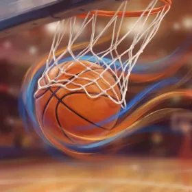 Basketball Swishing Through the Net