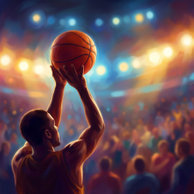 Three-Point Arc Under Stadium Lights
