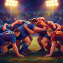 Stadium Scrum Under Floodlights