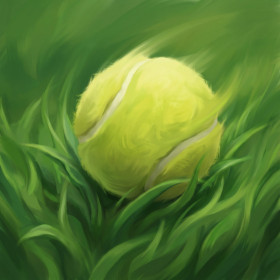 Stuiterende tennisbal op groen gras