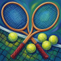 Crossed Tennis Rackets at the Net