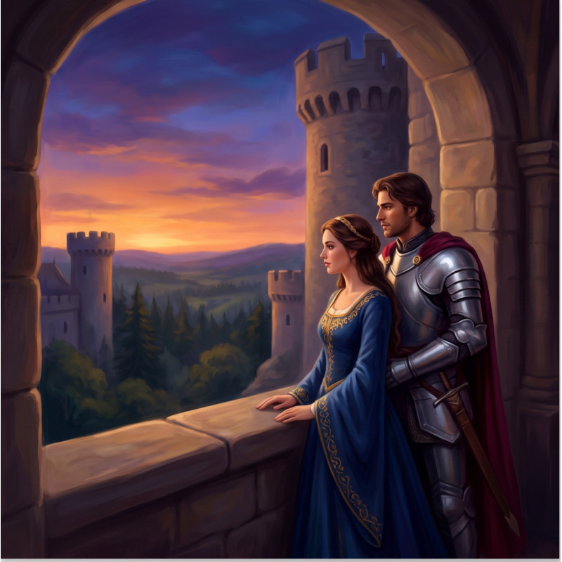 Castle Window Lady and Knight