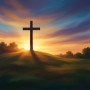 Golden Sunrise Cross on Hill
