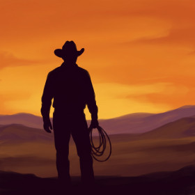Eenzame cowboy met lasso