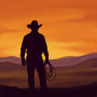 Eenzame cowboy met lasso