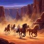 Mustangs au galop dans le canyon