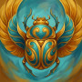 Golden Turquoise Scarab Beetle Ornament