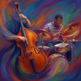 Double Bass and Drummer in Swirling Motion