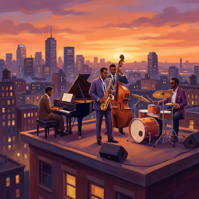 Rooftop Saxophone Sunset Skyline