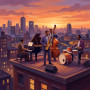 Jazzkonzert auf der Dachterrasse bei Abendrot