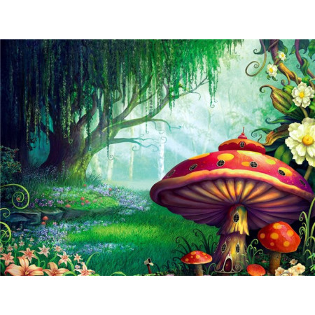  Landscape: The Mushroom House Diamond Painting Forest