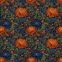 Orange and Navy Chrysanthemum Pattern