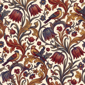 Snakeshead Floral Red Blue Gold