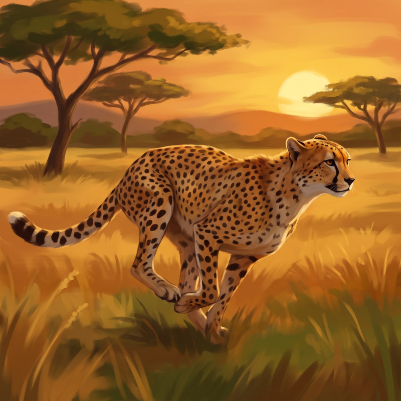 Cheetah Sprint Across the Savannah