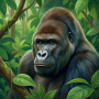 Gorillaporträt im grünen Regenwald