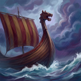 Drakkar Viking sur Mer Déchaînée