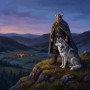 Viking Chief with Wolf on Hilltop