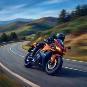 Sportmotorrad in der Bergkurve