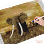  3 Éléphants Savane Broderie Diamants Eléphant