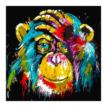  Gekleurde Wijsheid Aap Diamond Painting Apen
