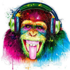 Pittura a diamante Scimmia DJ Pop Art Diamond Painting Scimmie